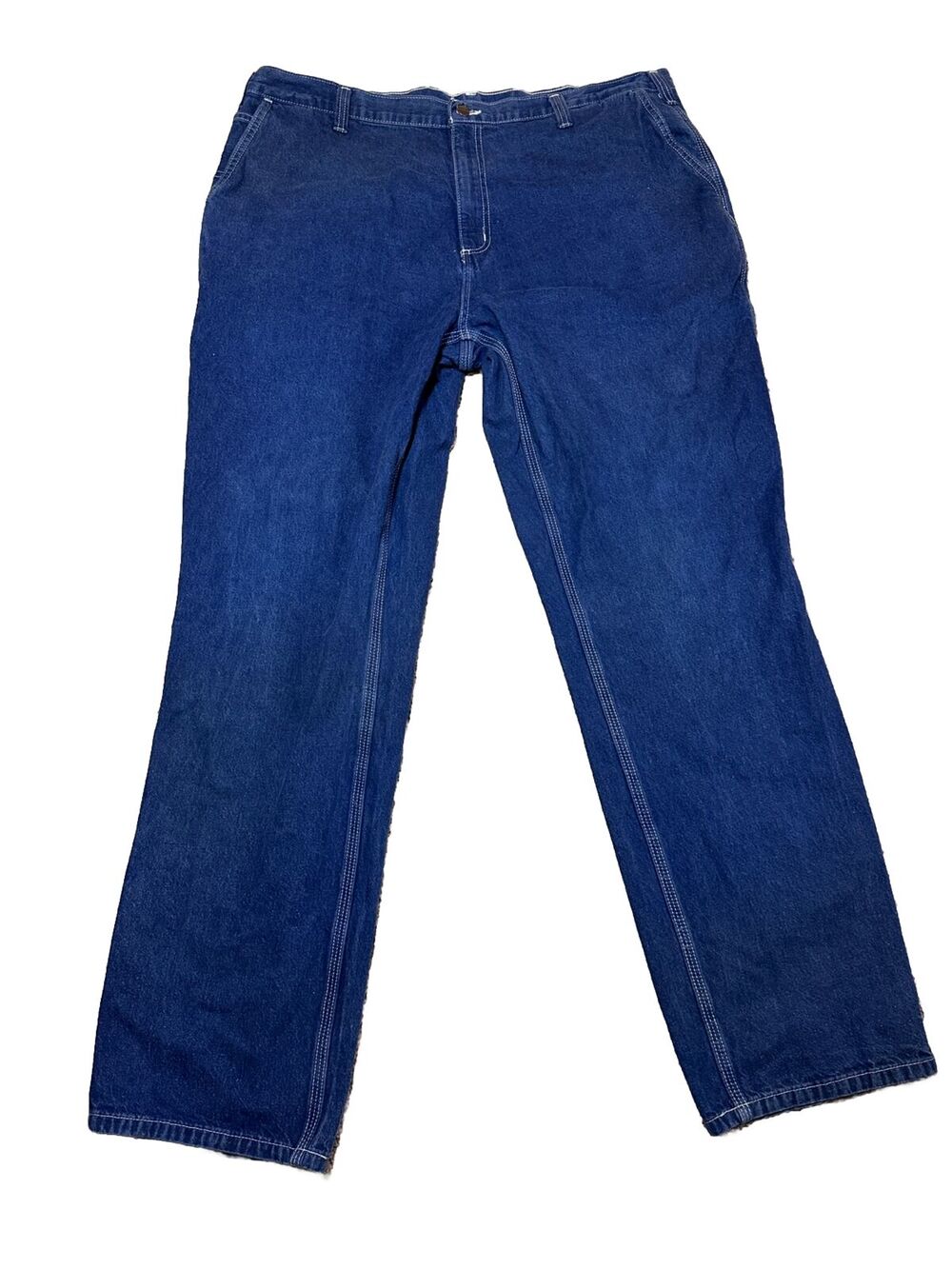 Carhartt Dungaree Fit Carpenter Jeans Mens 42x34 Dark Wash Workwear Denim